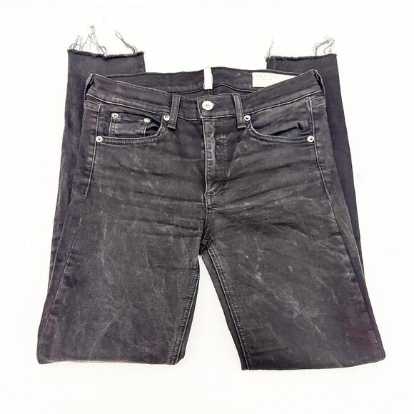 Rag & Bone Ankle Skinny Black Raw Hem Charcoal Denim Jeans Size 28 - Picture 4 of 9